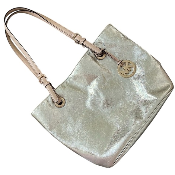 Michael Kors Jetsetter Silver Foil Tote - Picture 1 of 14